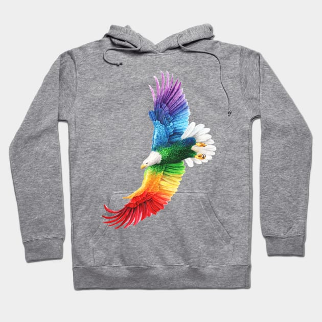 Eagle Rainbow Flying Hoodie by MandalaSoul
